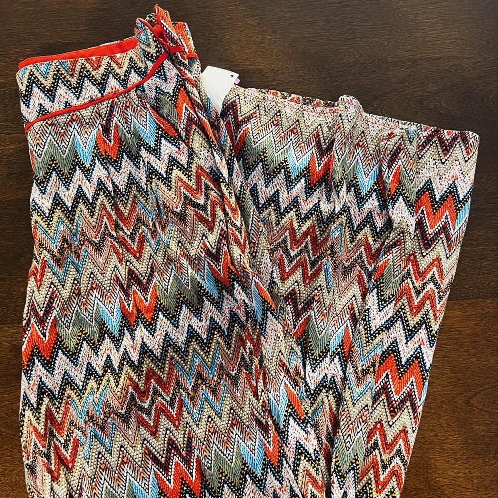 Papaya Wide Leg Chevron Pants